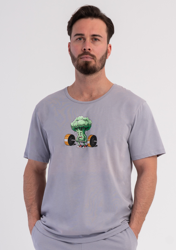 Piżama Męska Vienetta Broccoli Power, Szary, r. S-XL