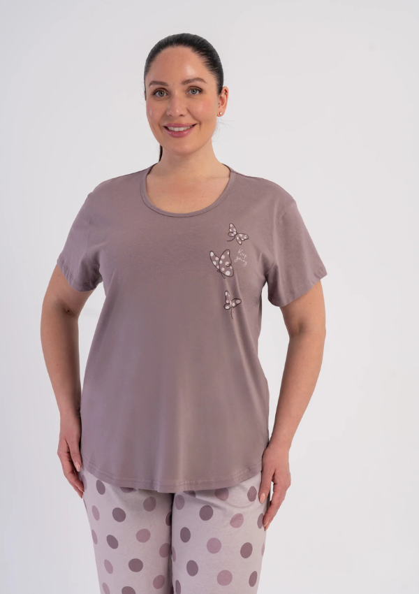 Piżama Damska Vienetta Butterfly Blush, Różowy, r. 1XL-4XL