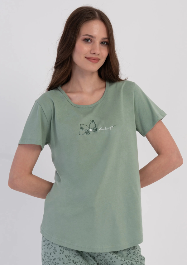 Piżama Damska Vienetta Green Blossom, Zielony, r. M-XXL