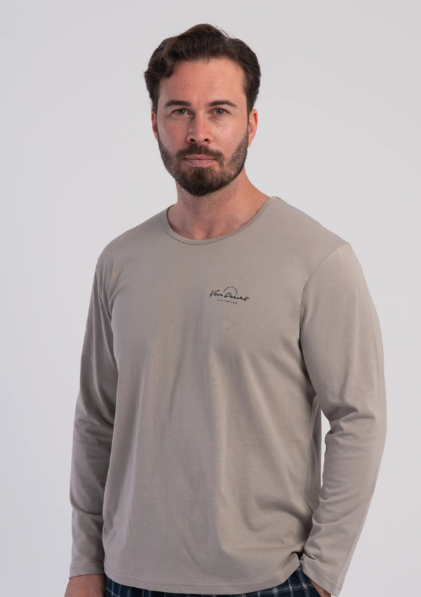 Piżama Męska Vienetta Sand Navy, Beżowy, r. M-XXL