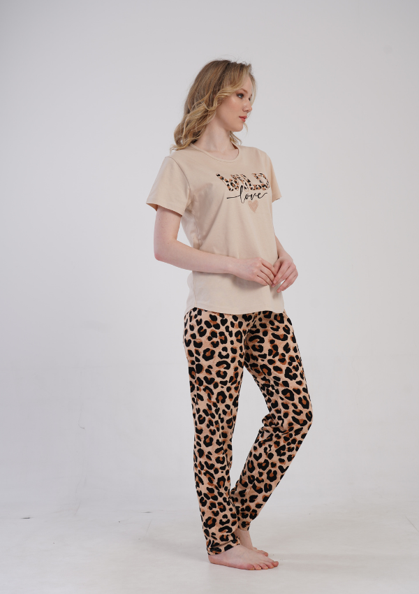 Piżama Damska Wild Love, Beżowy, r. 5XL-7XL