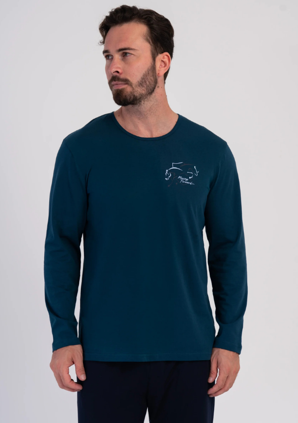 Piżama Męska Vienetta Deep Teal, Granatowy, r. 5XL-7XL