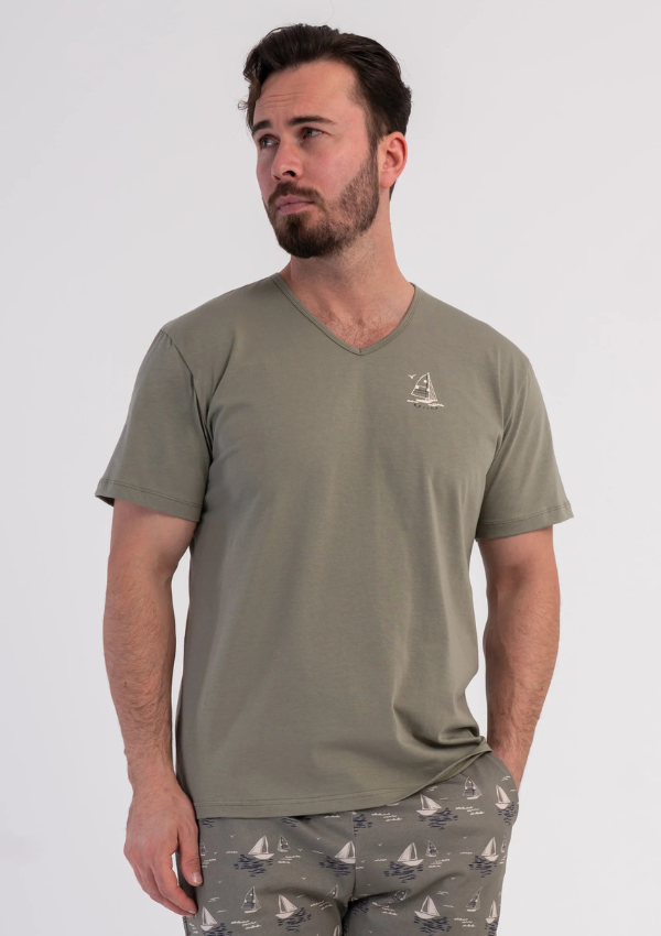 Piżama Męska Vienetta Sailor Breeze, Khaki, r. 1XL-4XL