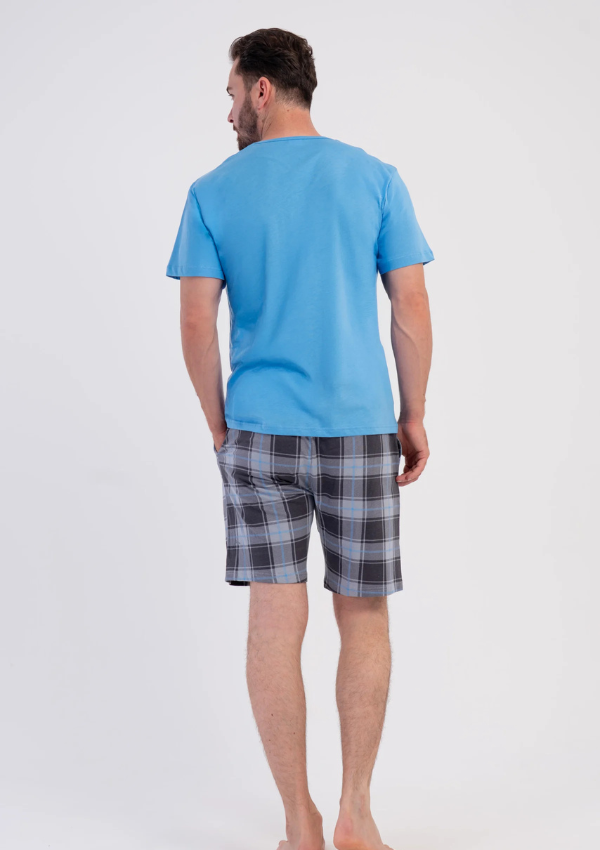 Piżama Męska Vienetta Blue Motor, Niebieski, r. M-XXL