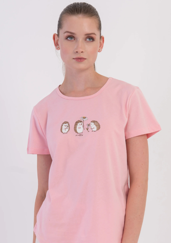 Piżama Damska Vienetta Pink Hedgehog, Różowy, r. S-XL