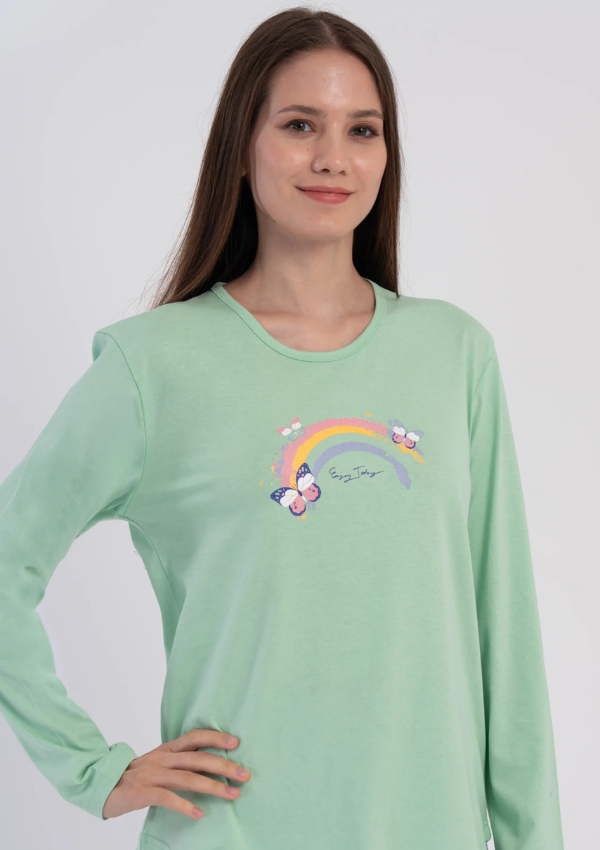 Piżama Damska Vienetta Mint Rainbow, Zielony, r. S-XL