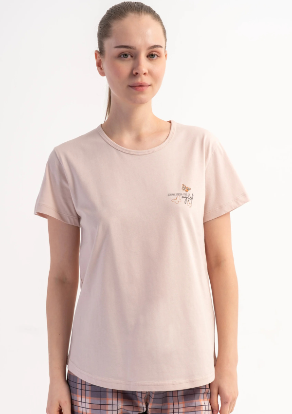 Piżama Damska Vienetta Soft Check, Różowy, r. L-XXL