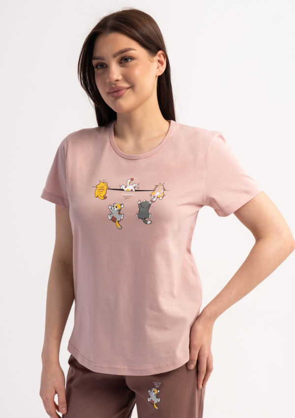 Piżama Damska Vienetta Sweet Animals, Różowy, r. M-XXL