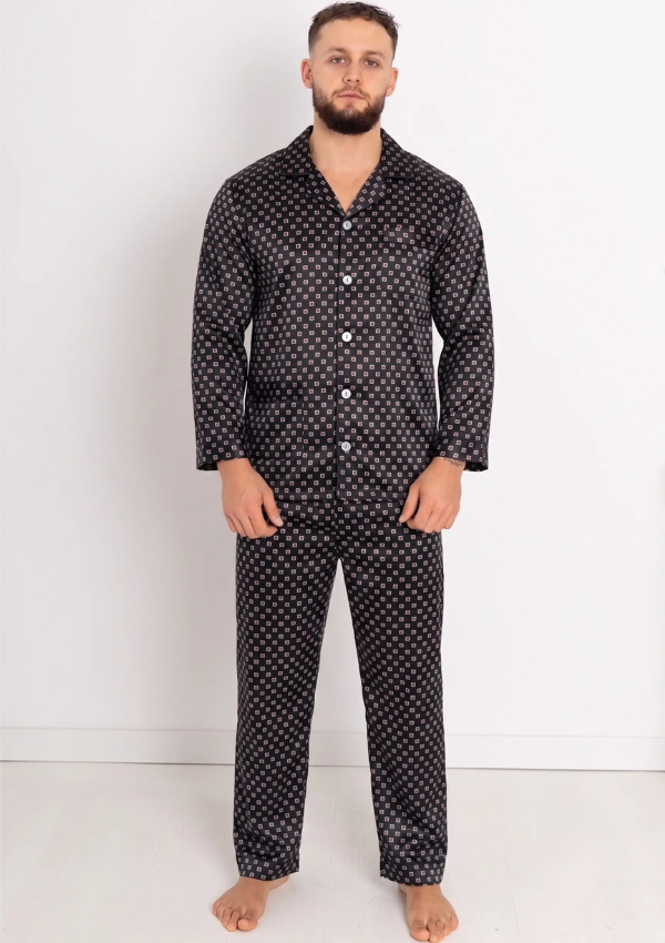 Piżama Męska Classic Satin, Wielokolorowy, r. M- XXXL
