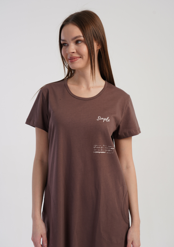 Koszula Nocna Vienetta Simple Calm, Brązowy, r. M-XXL