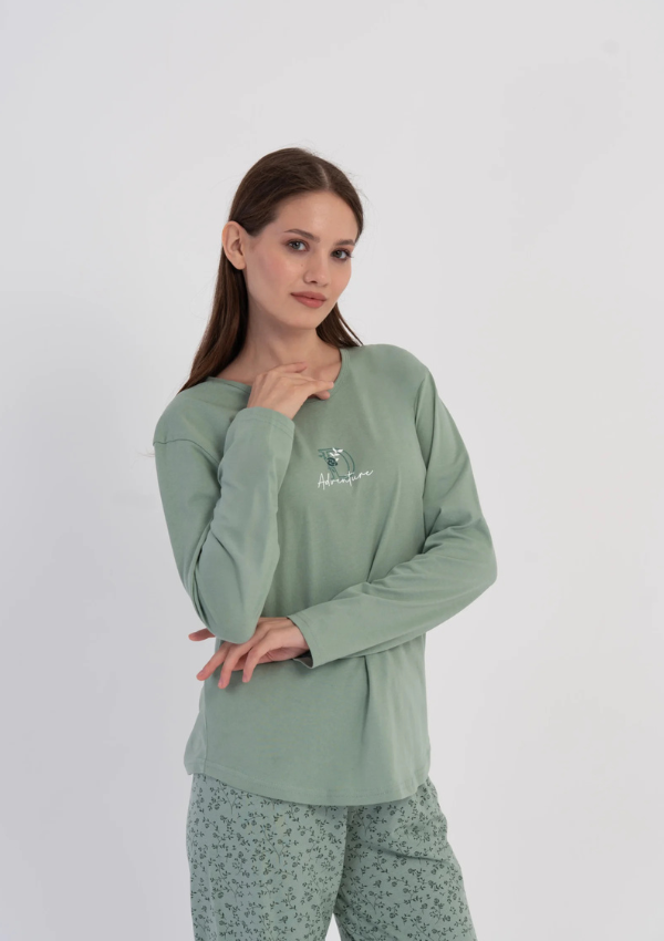 Piżama Damska Vienetta Botanical Green, Zielony, r. M-XXL