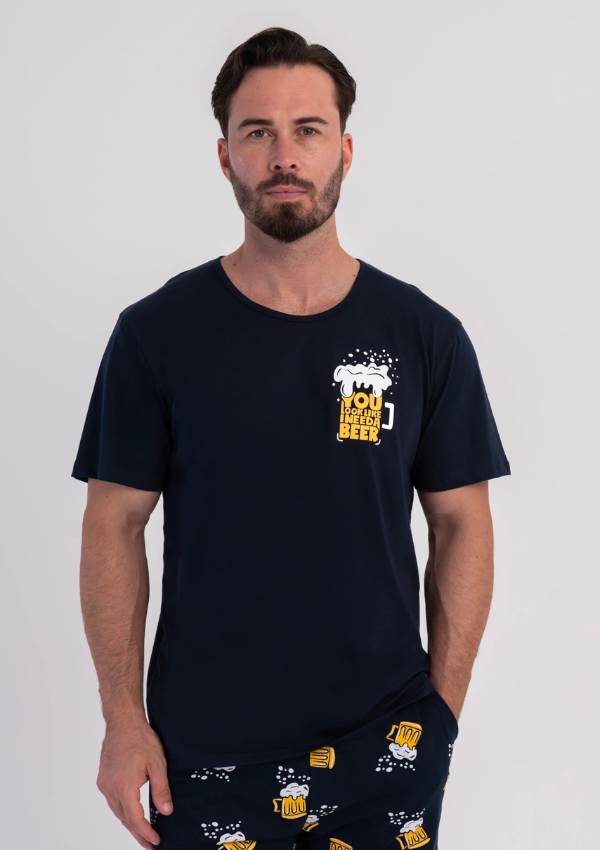 Piżama Męska Vienetta Beer Time, Granatowy, r. M-XL
