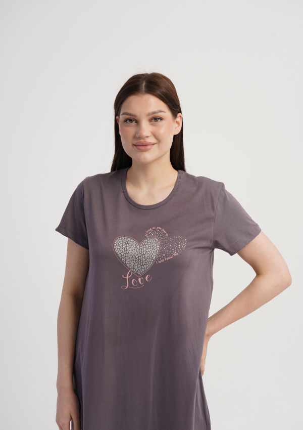 Koszula Nocna Vienetta Love Heart, Szary, r. M-XXL