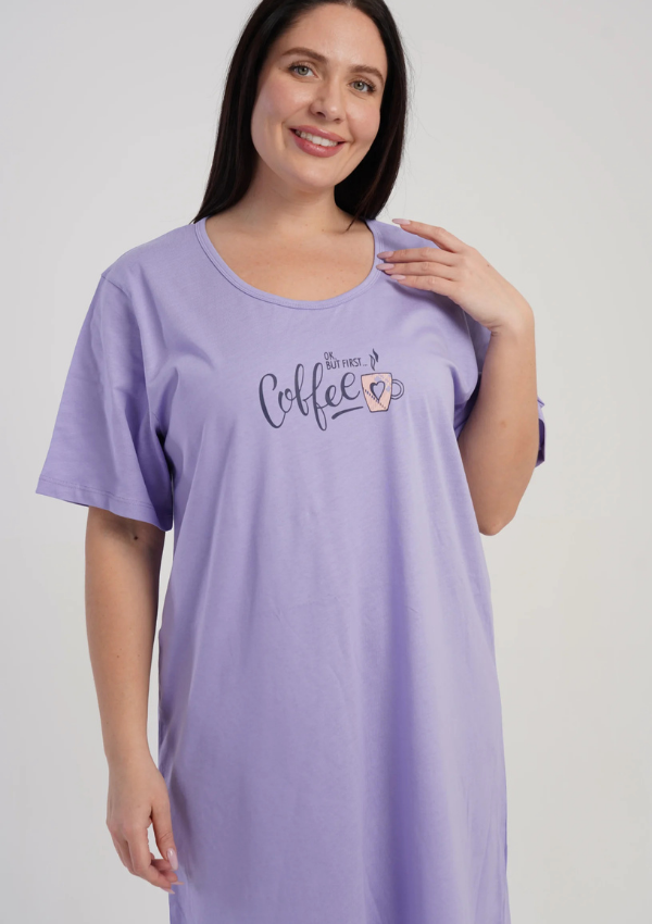 Koszula Nocna Damska Vienetta Lavender Coffee, Fioletowy, r. 1XL - 4XL