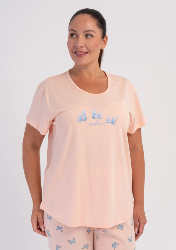 Piżama Damska Vienetta Butterfly Blush, Różowy,, r. 1XL-4XL