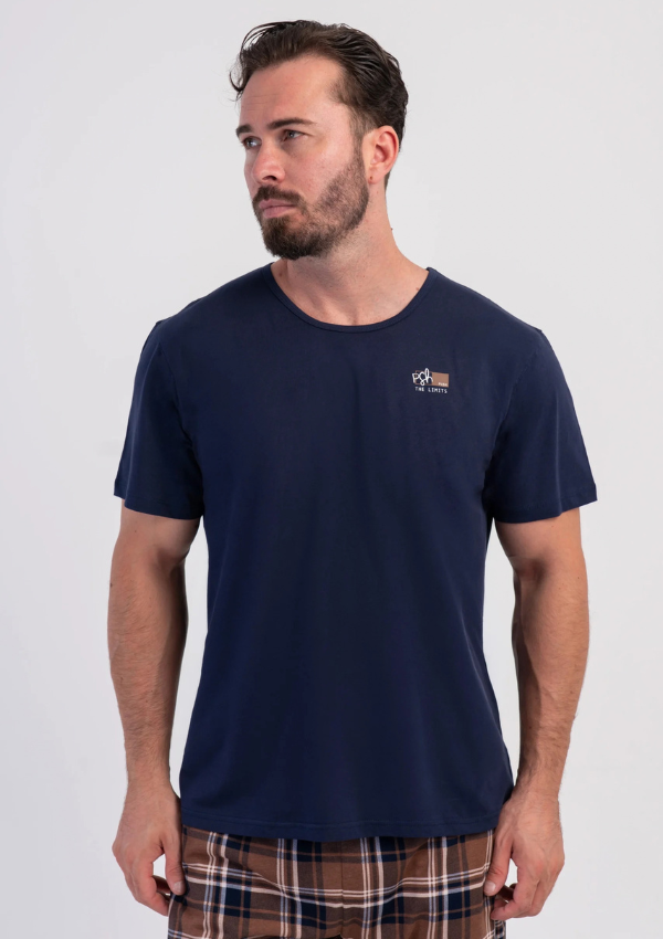 Piżama Męska Vienetta Mocha Navy, Granatowy, r. M-XXL