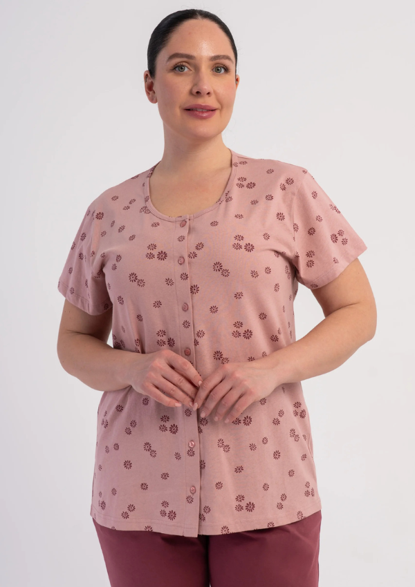 Piżama Damska Vienetta Floral Harmony, Różowy, r. 1XL-4XL
