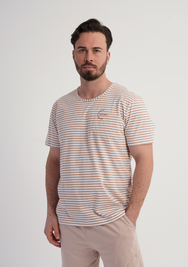 Piżama Męska Vienetta Beige Breeze, Beżowy, r. M-XL