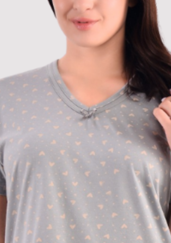 Koszula Nocna Soft Hearts, Szary, r. L - 3XL