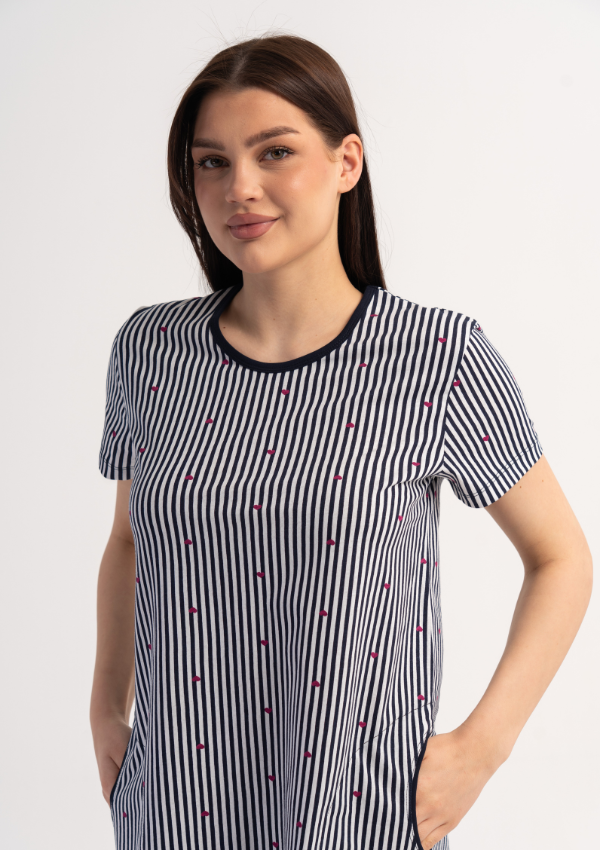 Koszula Nocna Vienetta Heart Lines, Granatowy, r. M-XXL
