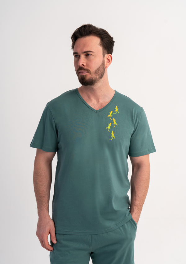 Piżama Męska Vienetta Green Motion, Zielony, r. M-XL