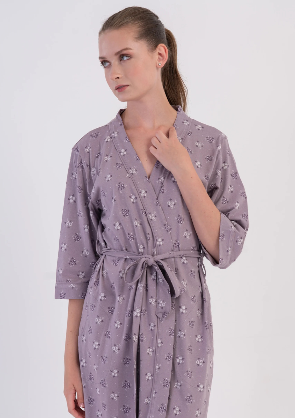 Szlafrok damski Vienetta Heather Floral, Lawendowy, r. M-XXL