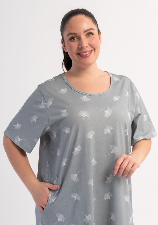 Koszula Nocna Damska Leaf Dream, Szary, r. 1XL - 4XL