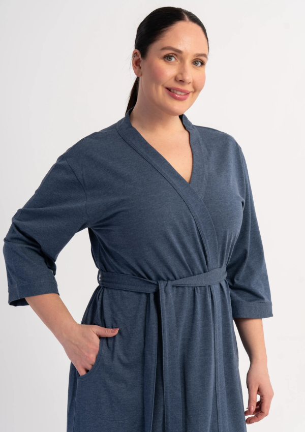 Szlafrok damski Vienetta Denim Home, Niebieski, r. 1XL - 4XL