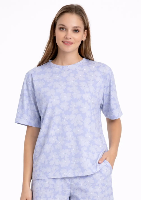 Piżama Damska Lilac Flower Set, Liliowy, M-XL