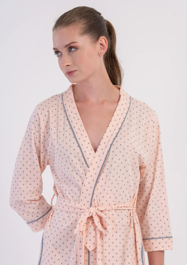 Szlafrok damski Vienetta Blush Grey, Różowy, r. M-XXL