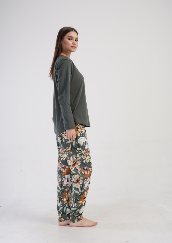 Piżama Damska Vienetta Floral Haven, Zielony, r. 1XL-4XL