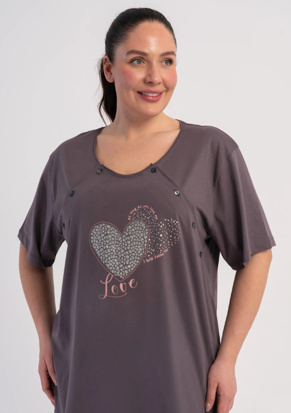 Koszula do Karmienia Vienetta Gray Love, Szary, r. 1XL-4XL