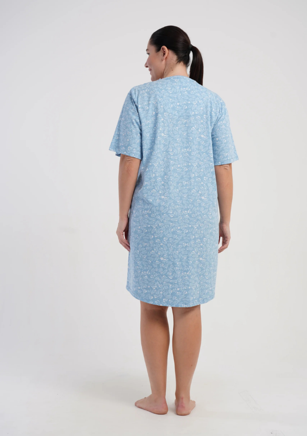 Koszula Nocna Damska Vienetta Blue Botanica, Niebieski, r. 1XL - 4XL