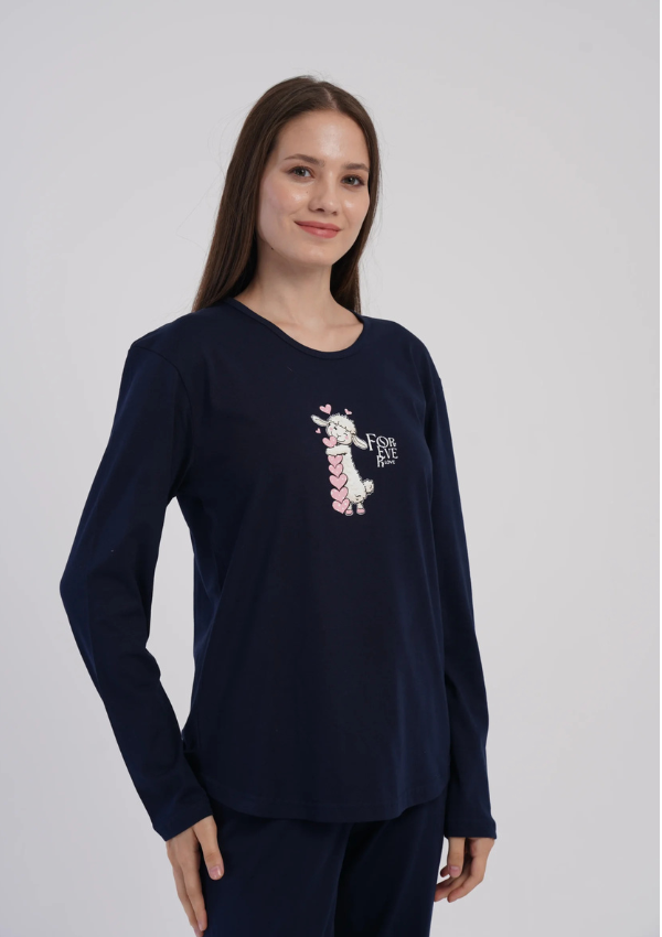 Piżama Damska Vienetta Cozy Comfort, Granatowy, r. S-XL