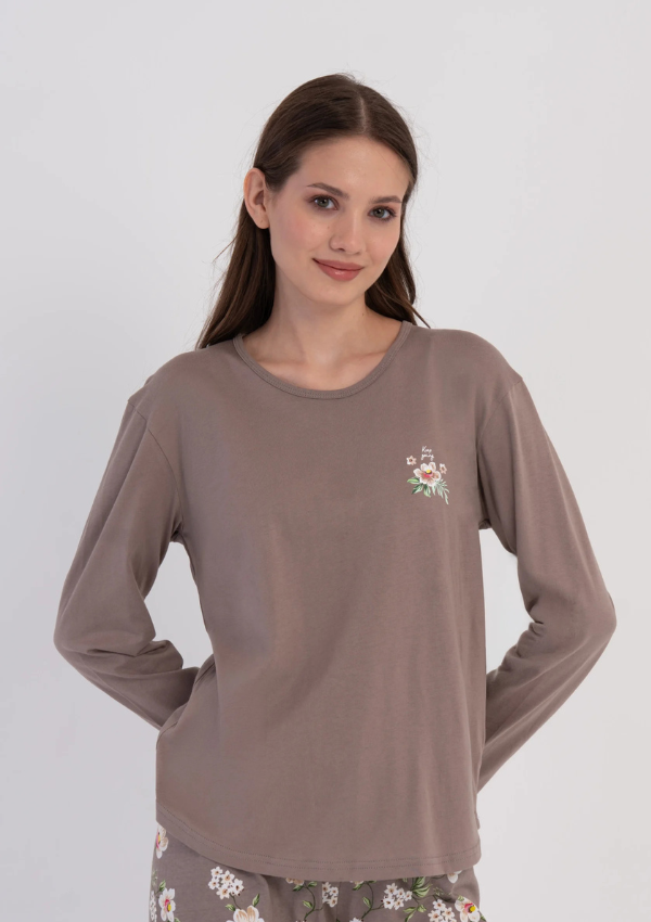 Piżama Damska Vienetta Blossom Comfort, Szary, r. M-XXL