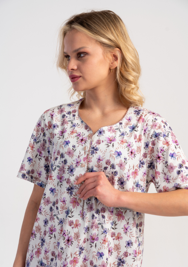 Koszula Nocna Vienetta Floral White, Różowy, r. M-XXL