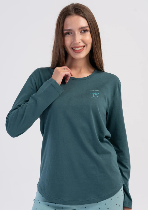 Piżama Damska Vienetta, Teal Aqua, Turkusowy, r. M-XXL