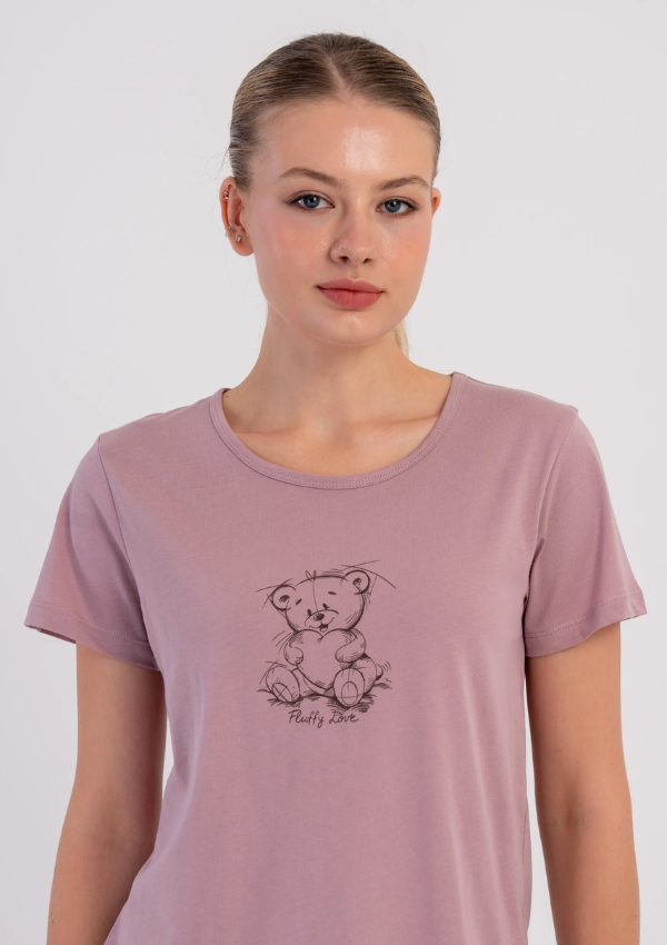 Piżama Damska Vienetta Mauve Teddy, Różowa, S-XL