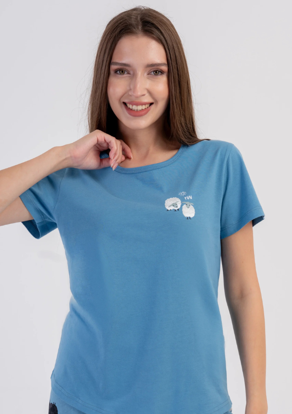 Piżama Damska Vienetta Little Sheep, Niebieski, r. M-XXL