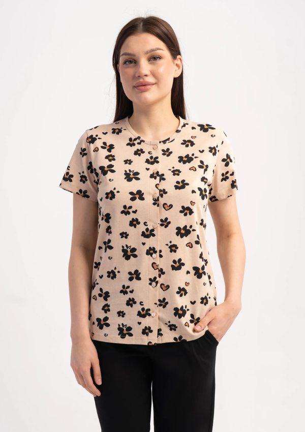Piżama Damska Vienetta Elegant Bloom, Beżowy, r. M-XXL