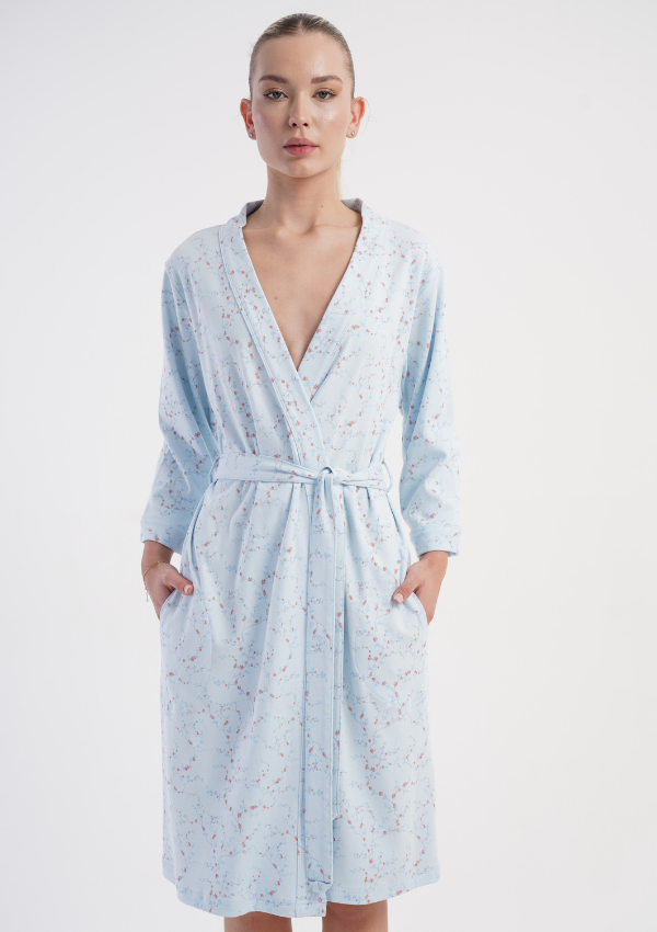 Szlafrok damski Vienetta Soft Breeze, Niebieski, r. S - XXL
