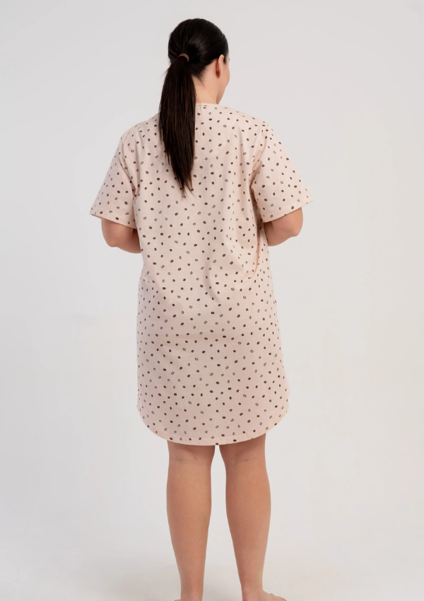 Koszula Nocna Damska Vienetta Coffe Dots, Beżowy, r. 1XL - 4XL