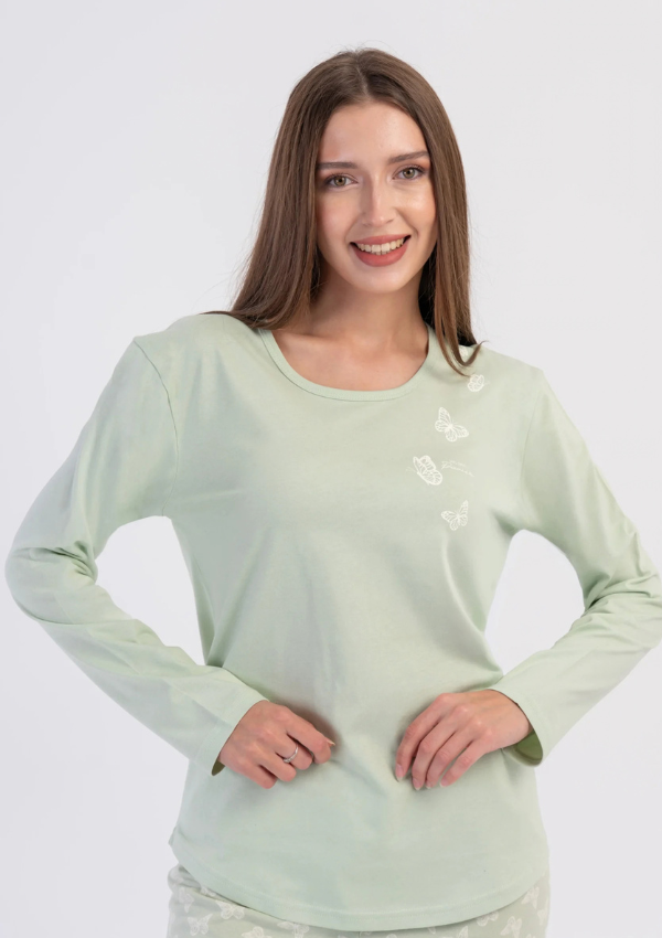 Piżama Damska Vienetta, Mint Butterfly, Zielony, r. M-XXL