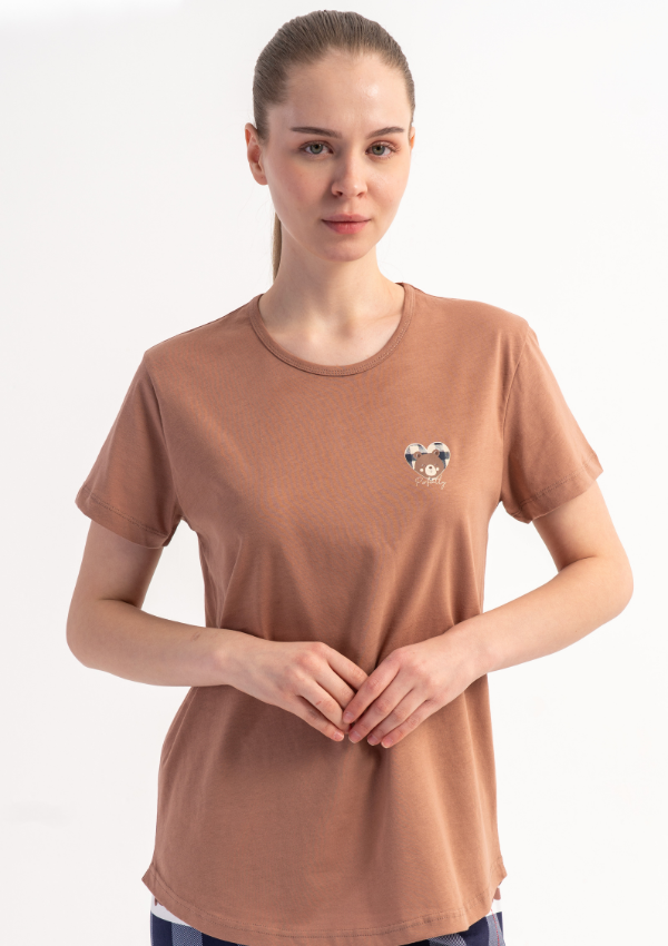 Piżama Damska Vienetta Bear Check, Beżowy, r. M-XXL
