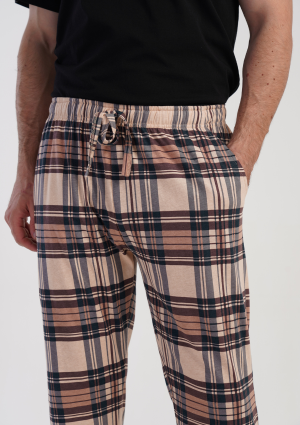 Spodnie męskie Vienetta Classic brown Check, Brązowy, r. M-XXL