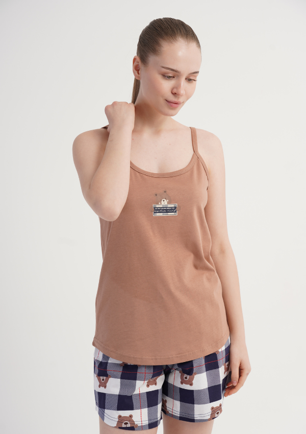 Piżama Damska Bear Breeze, Beżowy, S -XL