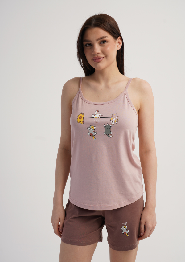 Piżama Damska Sweet Pets, Różowy, S -XL