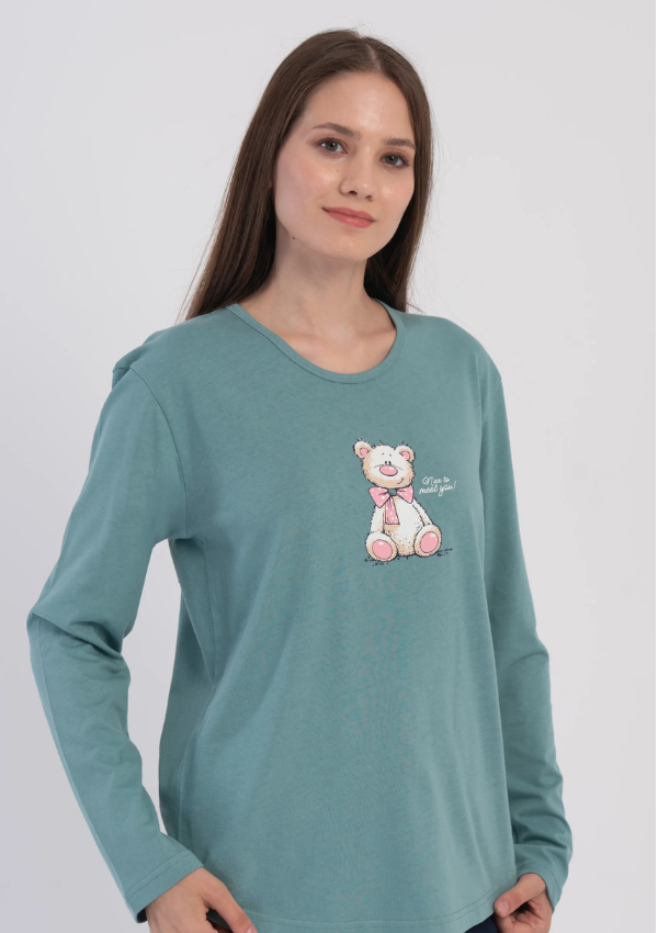 Piżama Damska Vienetta Green Teddy, Zielony r. S-XL