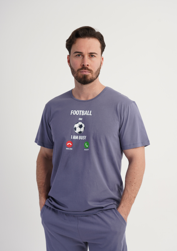 Piżama Męska Vienetta Blue Match, Niebieski, r. 1XL-4XL