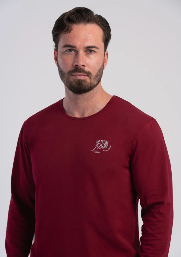 Piżama Męska Vienetta Navy Essential, Bordowy, r. M-XXL